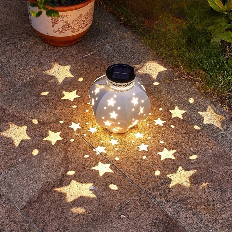 Outdoor Lighting Landscape - ガーデンスタープロジェクターランプ吊り下げ式ソーラーライト屋外用吊り下げ式ソーラーランタンレトロソーラーランプハンドル付き屋外庭園装飾