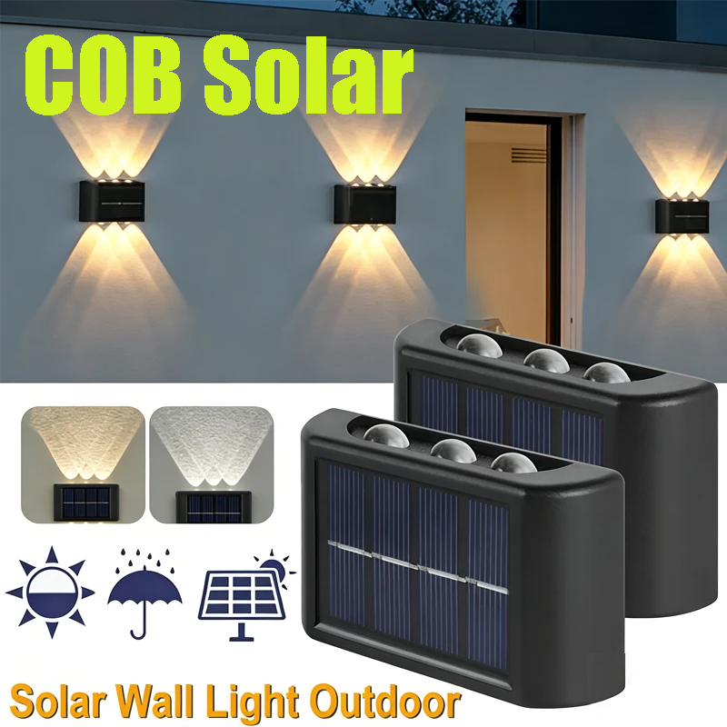 Outdoor Lighting Landscape - COB ソーラーウォールランプ屋外防水ソーラーライト上下凸レンズ照明庭街路景観バルコニー屋外用