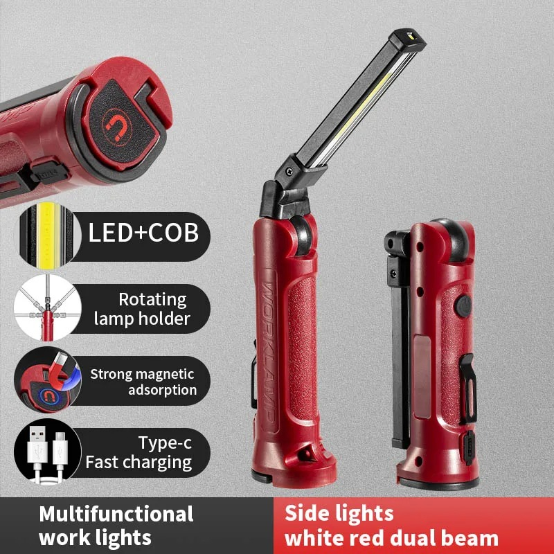 Outdoor Lighting Landscape - COB LED ワークライト充電式折りたたみ懐中電灯屋外キャンプ車修理照明ポータブルランプ磁気吊り下げフック付き