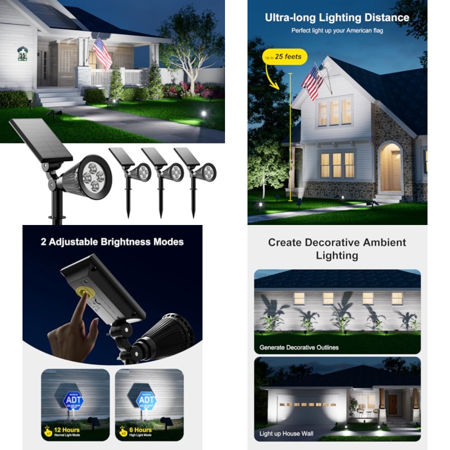 Outdoor Lighting Landscape - ソーラースポットライト 屋外防水ライト 木、彫像、花、植木鉢、低木、壁用 明るいLED屋外景観投光器 海用