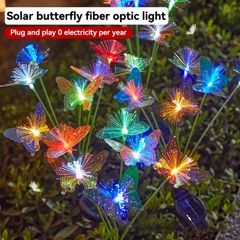 Outdoor Lighting Yard Ideas - 1PC 6 ヘッド LED ソーラー光ファイバーバタフライライト、2 モード屋外アイデア景観照明庭、通路、芝生、パティオ、庭用