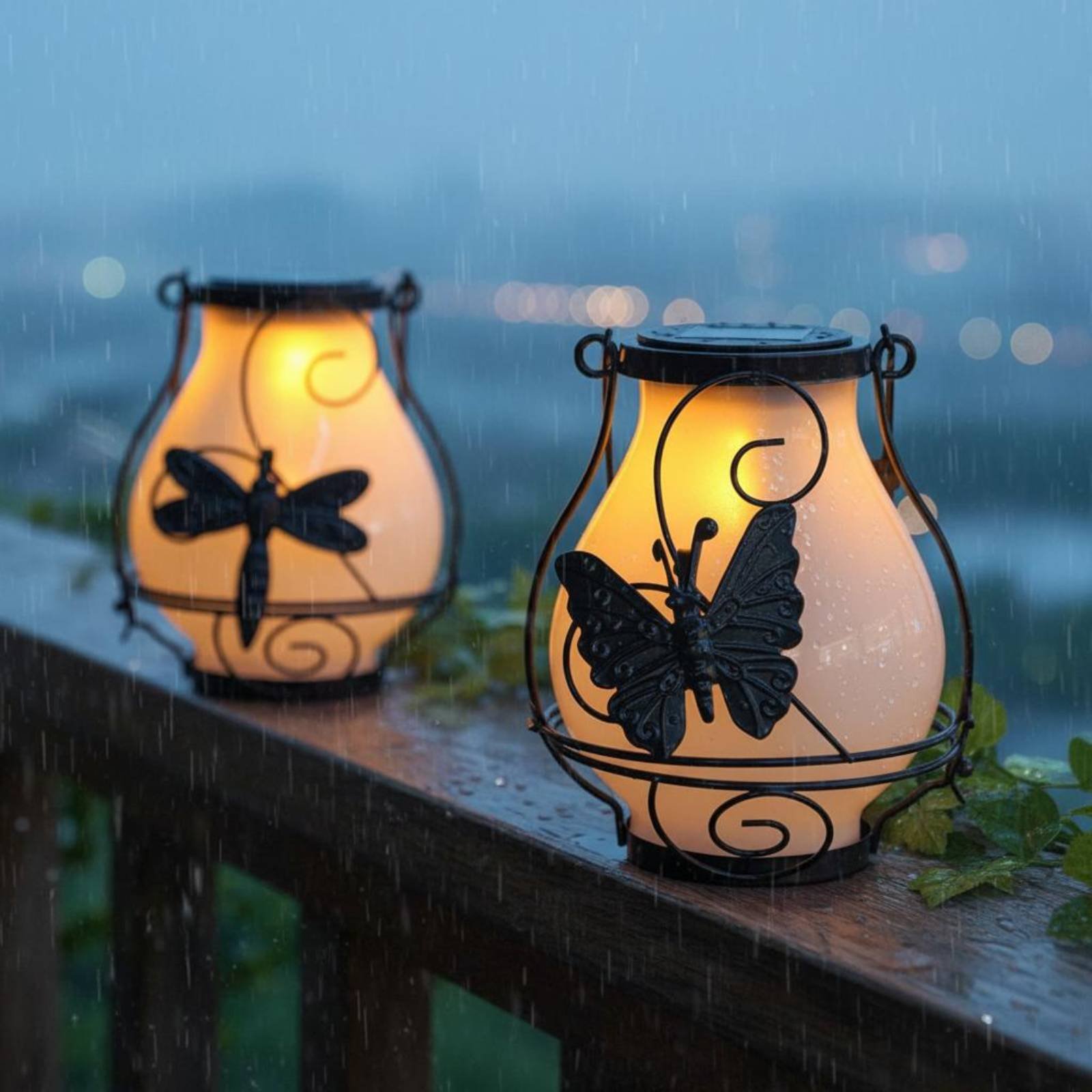 Outdoor Lighting Decoration - ソーラーバタフライランタン 防水バタフライソーラーランタン 装飾中庭ライト パティオに使いやすい