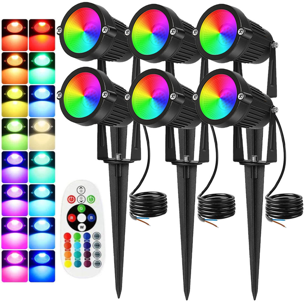 Outdoor Lighting Landscape - RGBW景観照明10Wリモコン付きスポットライト110V 220V IP65防水、庭、木、芝生、庭園、屋外、クリスマスライト用
