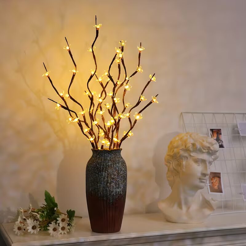 Outdoor Lighting Decoration - 1/2PC 20LED 桜の枝ライト屋内屋外ホームデコレーションランプロマンチックな電池式テーブルライト花瓶用