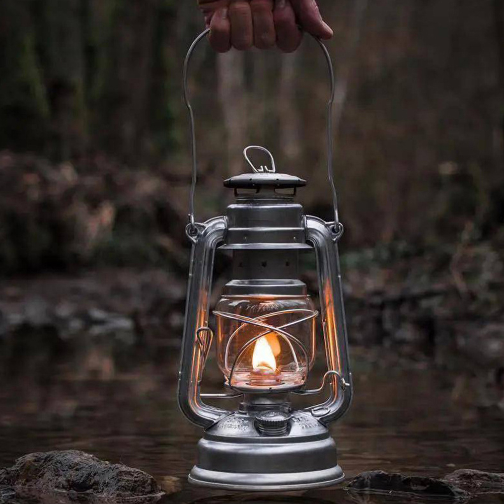 Outdoor Lighting Vintage - ハンドル付きキャンプ灯油ランプ、屋外雰囲気照明、テントランタン、ヴィンテージオイル燃焼テーブル、ハーケーンランプ、ポータブル