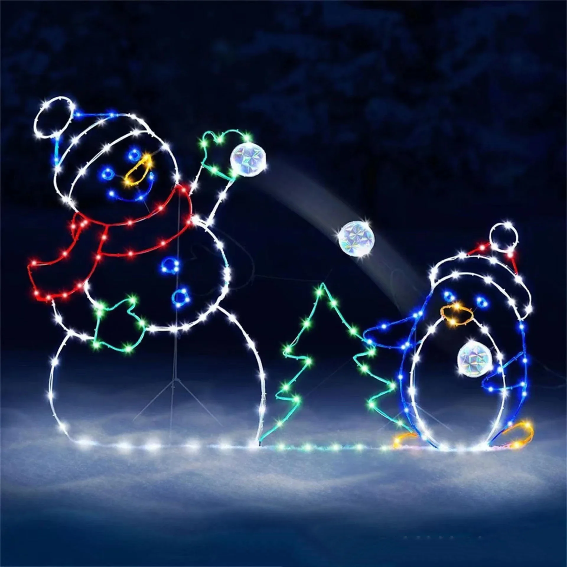 アニメーションスノーボールライトLEDグリッター雪だるまクリ - Outdoor Lighting In Ground のレビューと価格