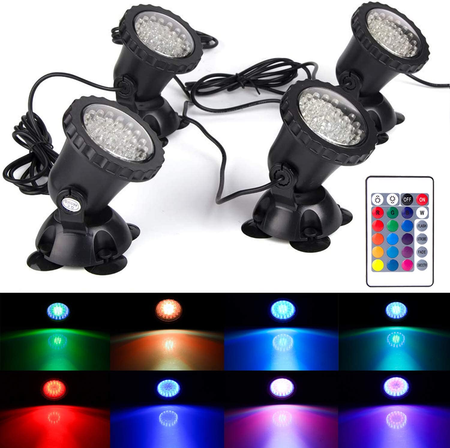 RGB LED 水中ライト IP68 防水水族館ランプ 36 - Pond Light Submersible のレビューと価格