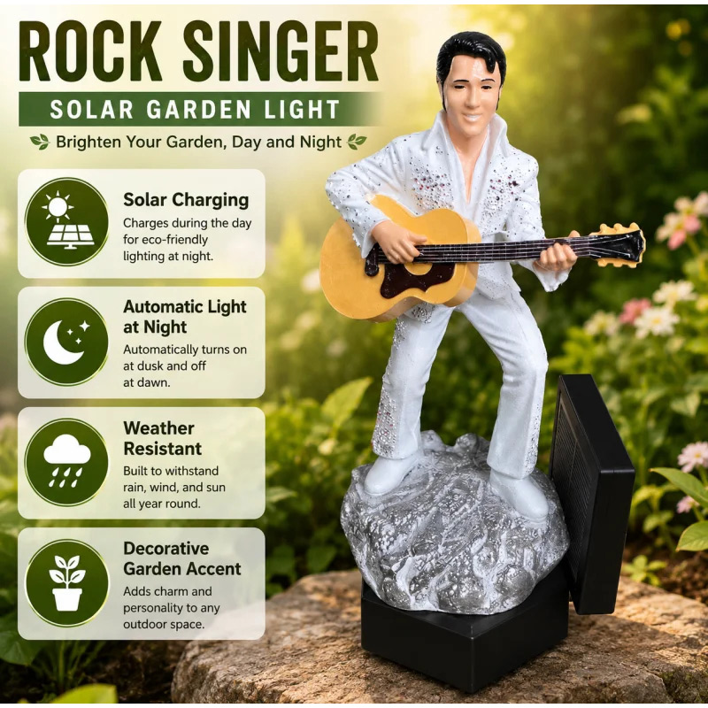 エルビスソーラーガーデンスタチューライトヴィンテージロック歌 - Outdoor Lighting Vintage のレビューと価格