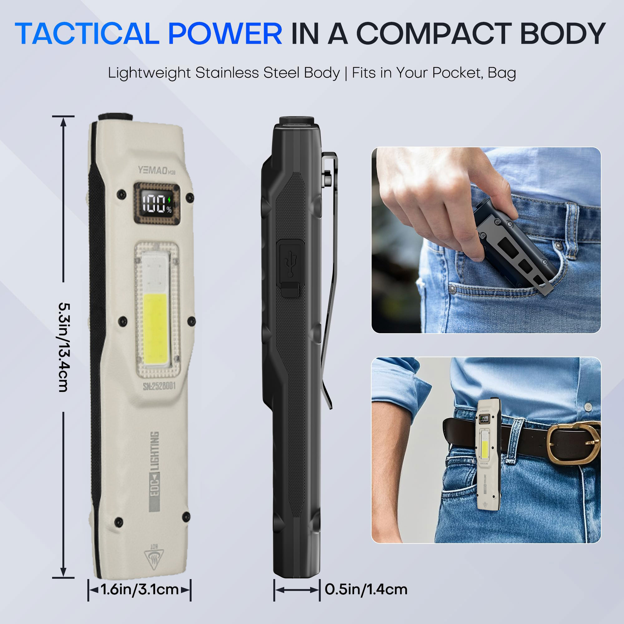 ポータブル880LM YEMAO M28超薄型タクティカルワ - Outdoor Lighting Landscape のレビューと価格