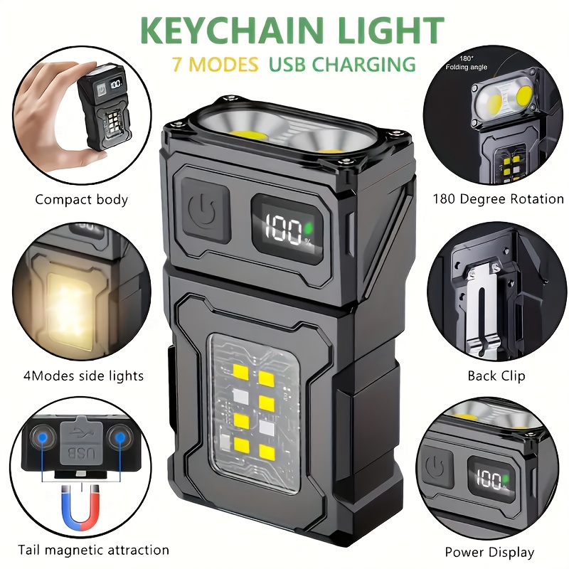 ミニ充電式 LED ポケット懐中電灯ポータブルサイド COB - Outdoor Lighting Globes のレビューと価格