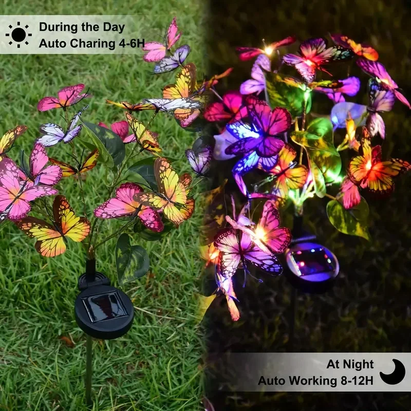 ソーラー LED バタフライガーデンライト防水カラフルな屋外 - Outdoor Lighting In Ground のレビューと価格