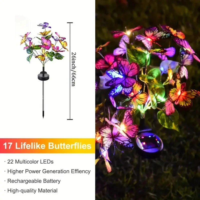 ソーラー LED バタフライガーデンライト防水カラフルな屋外 - Outdoor Lighting In Ground のレビューと価格