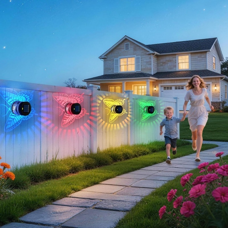 装飾ソーラーバタフライライト ガーデンウォールステップデッキ - Outdoor Lighting For Fence のレビューと価格