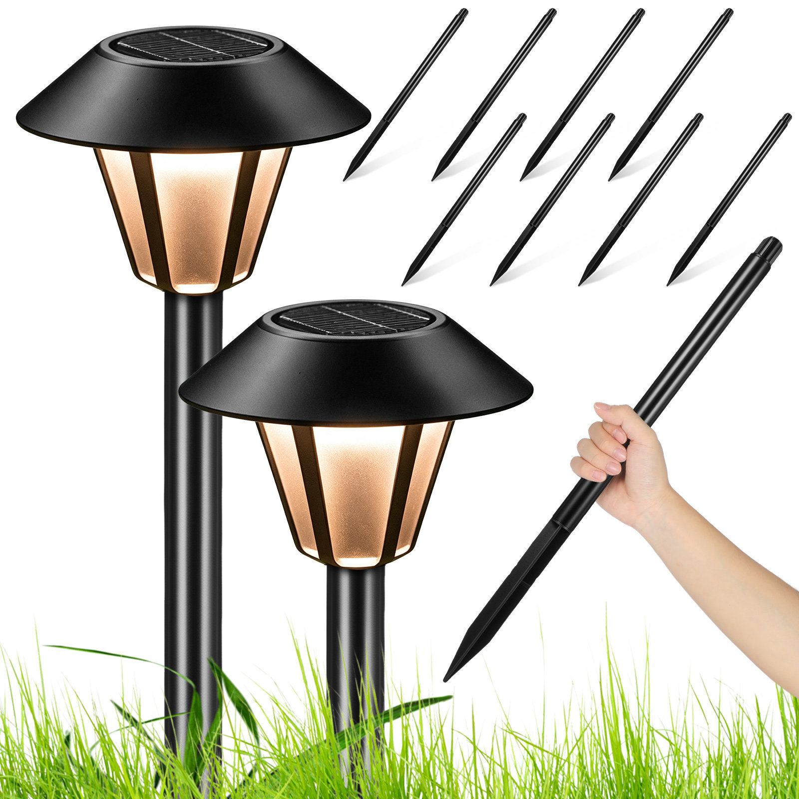 8個セットソーラーライトステークス屋外用延長プラスチック製グ - Outdoor Lighting In Ground のレビューと価格