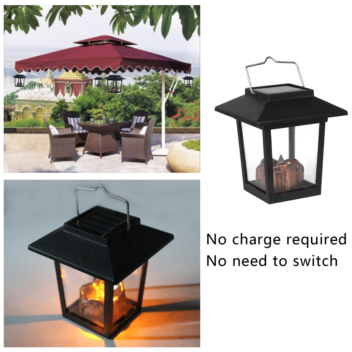 3個セット 防水ソーラーランタン ヴィンテージLED屋外ライ - Outdoor Lighting Vintage のレビューと価格