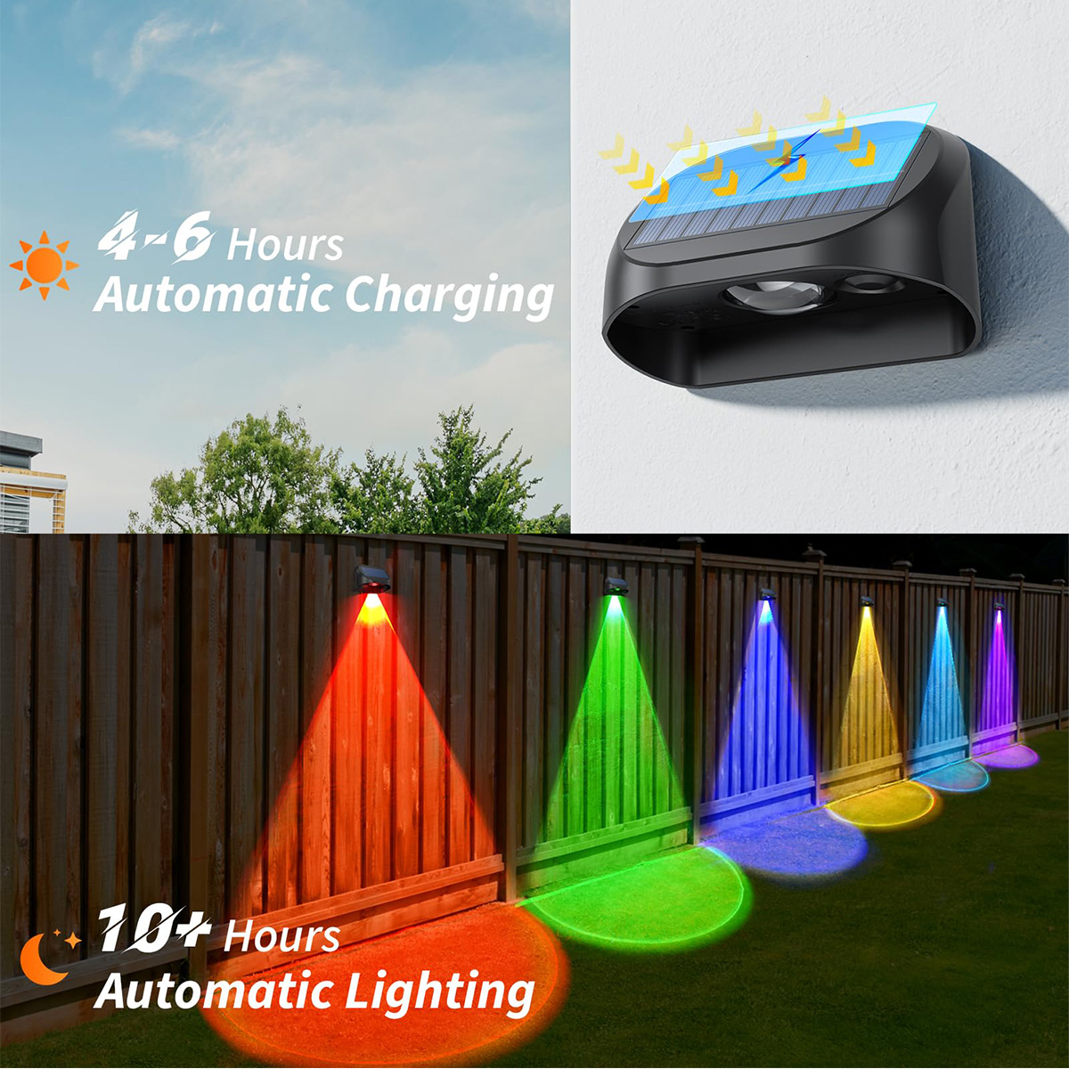 暖かい白いRGBモードのソーラーフェンスライト,防水屋外装飾 - Outdoor Lighting For Fence のレビューと価格