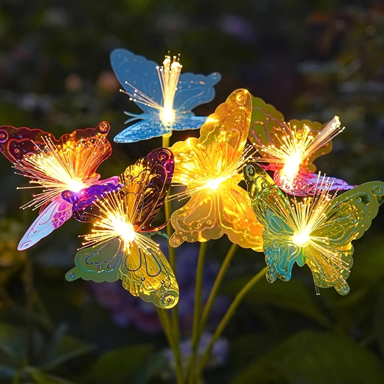 1PC 6 ヘッド LED ソーラー光ファイバーバタフライラ - Outdoor Lighting Yard Ideas のレビューと価格