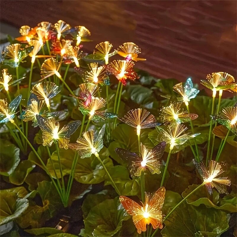 1PC 6 ヘッド LED ソーラー光ファイバーバタフライラ - Outdoor Lighting Yard Ideas のレビューと価格