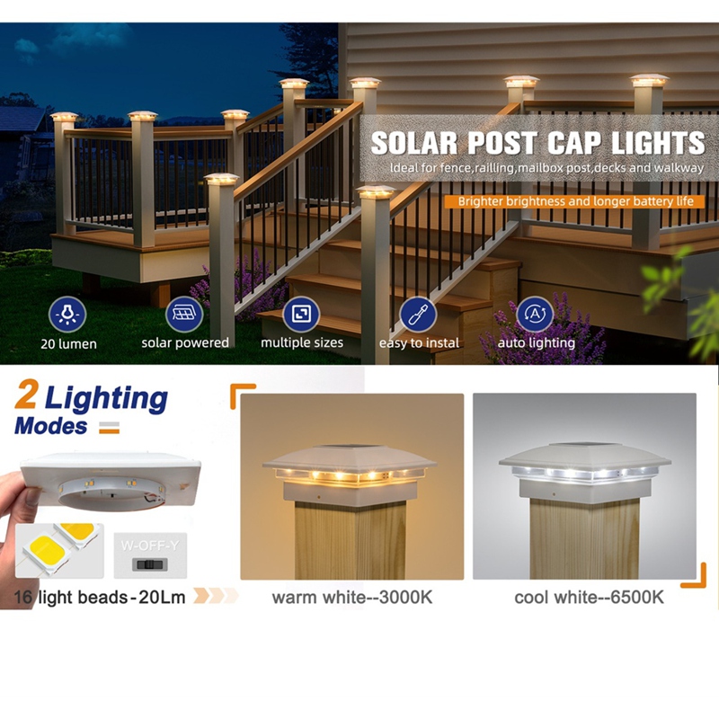 4パックソーラーポストキャップライト屋外用、16 LEDフェ - Outdoor Lighting For Fence のレビューと価格
