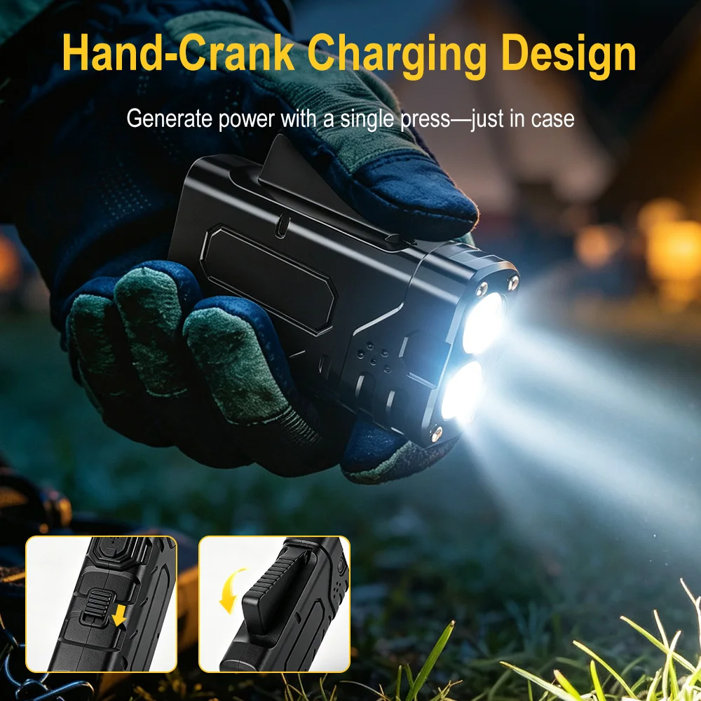 BORUIiT ハンドクランク EDC LED フラッシュラ - Outdoor Lighting B&Q のレビューと価格