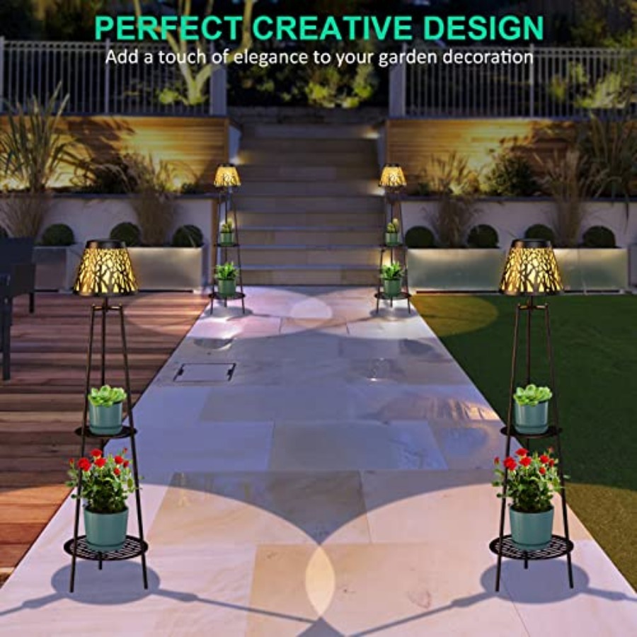 2パック屋外ソーラーフロアランプ、植物スタンド付き、防水メタ - Outdoor Lighting Decoration のレビューと価格