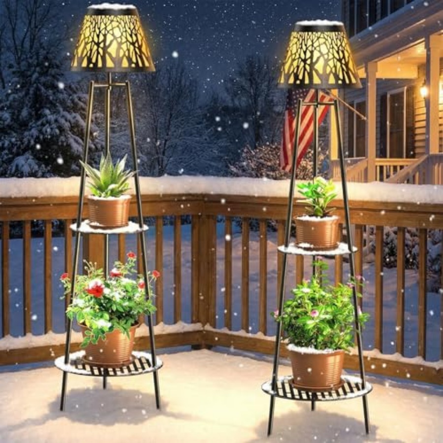 2パック屋外ソーラーフロアランプ、植物スタンド付き、防水メタ - Outdoor Lighting Decoration のレビューと価格