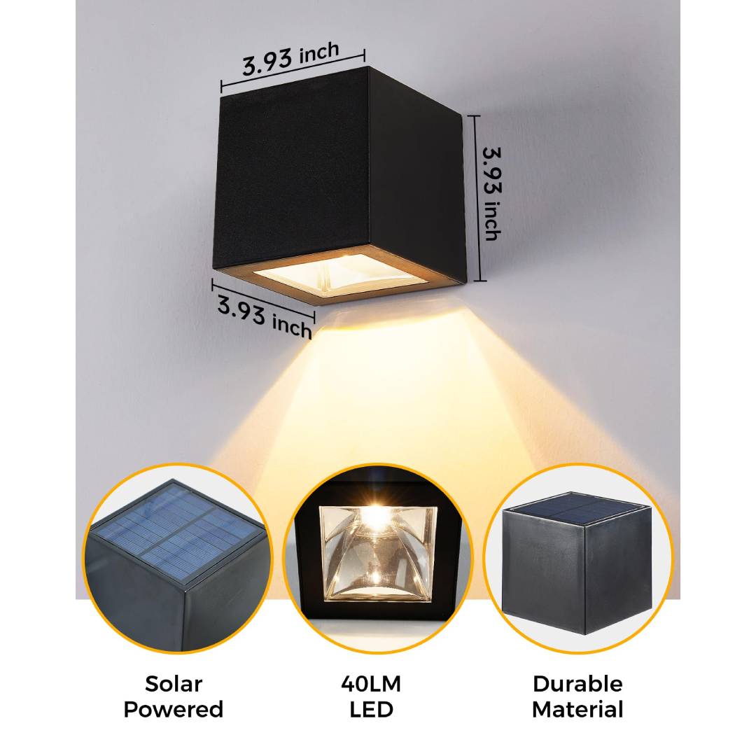 屋外ソーラーウォールライト、正方形モダンソーラーウォールスコ - Outdoor Lighting For Fence のレビューと価格