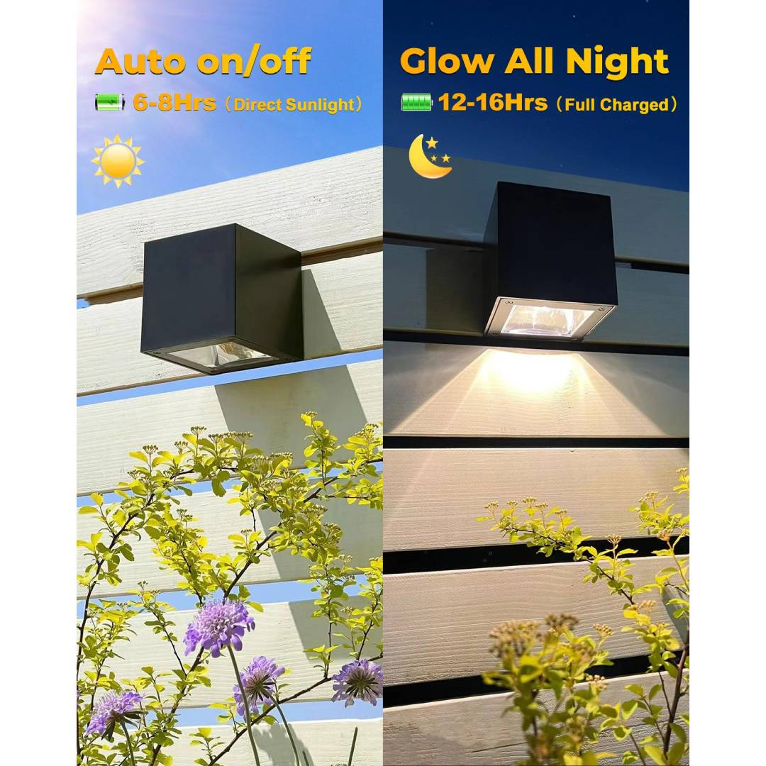 屋外ソーラーウォールライト、正方形モダンソーラーウォールスコ - Outdoor Lighting For Fence のレビューと価格