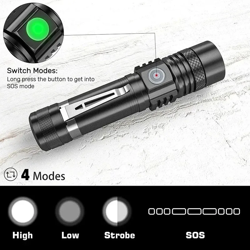 T6 LED 充電式懐中電灯、18650 ズーム可能なトーチ - Outdoor Lighting B&Q のレビューと価格