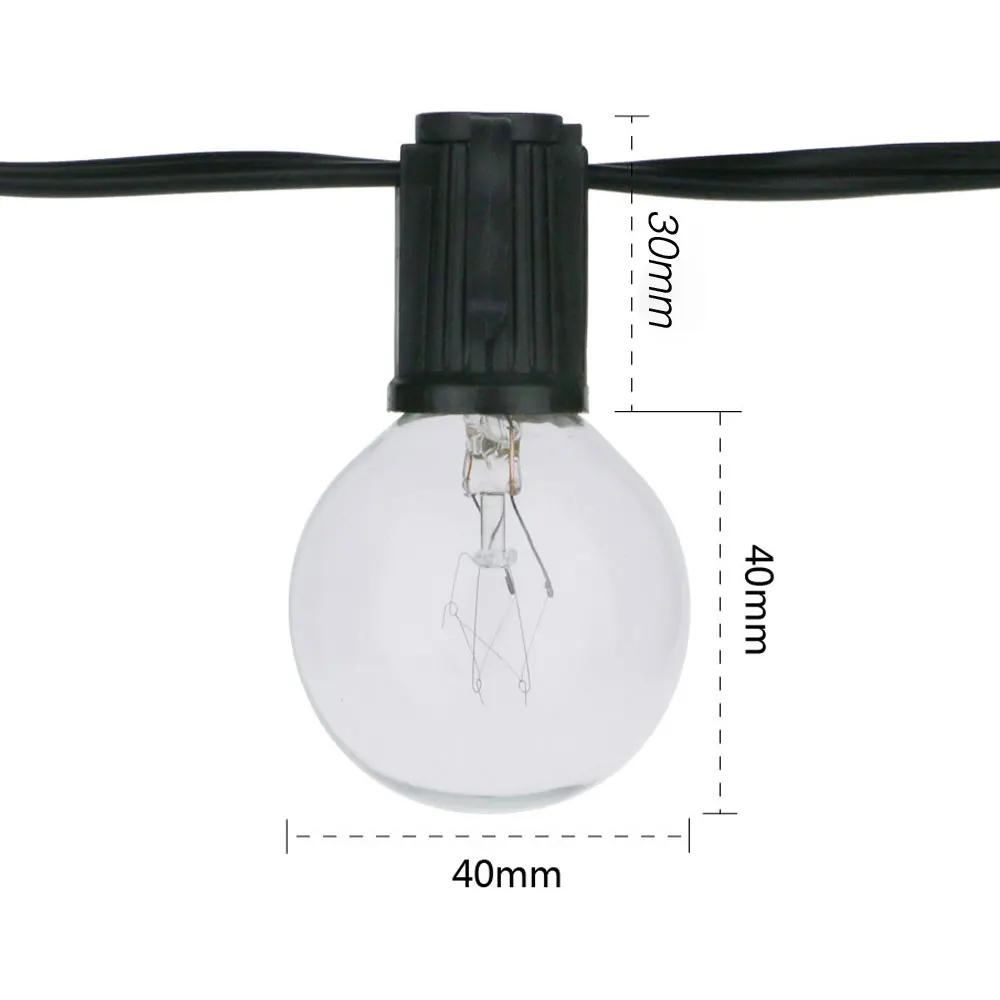 8M G40 グローブストリングライト 25個の透明な白熱電 - Outdoor Lighting Vintage のレビューと価格
