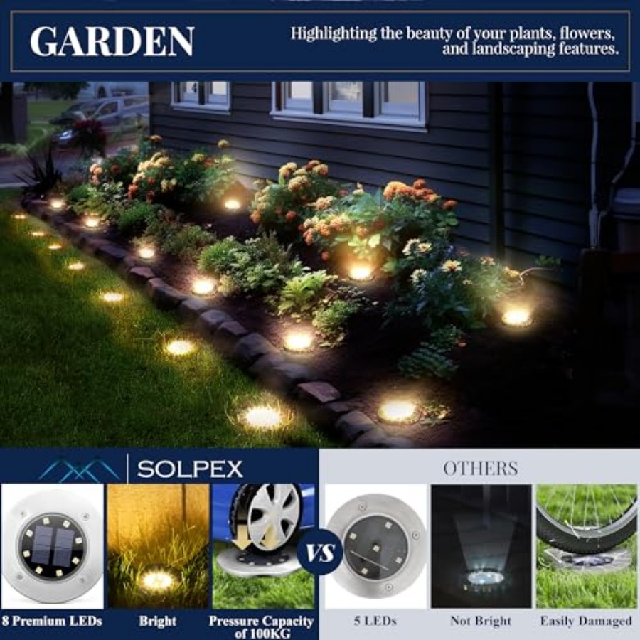ソーラーグラウンドライト ソーラーライト 屋外防水 8 LE - Outdoor Lighting Landscape のレビューと価格