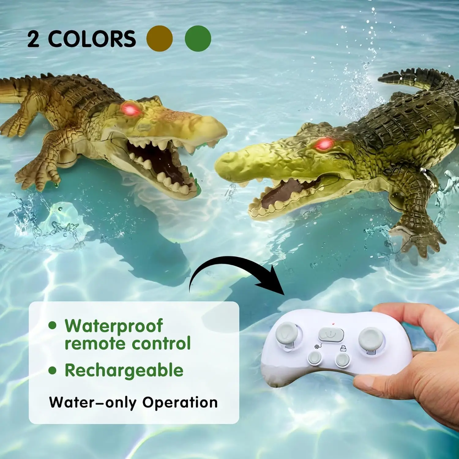 リモコン操作のワニ型水遊びおもちゃ、LEDライト付きRCアリ - Pond Light Submersible のレビューと価格